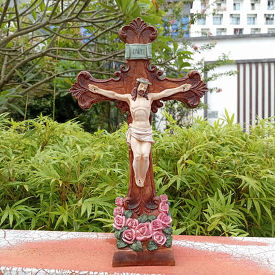 Christianartworkshop INRI - Inscribed Crucifix Desktop Ornament: A Graceful Expression of Belief