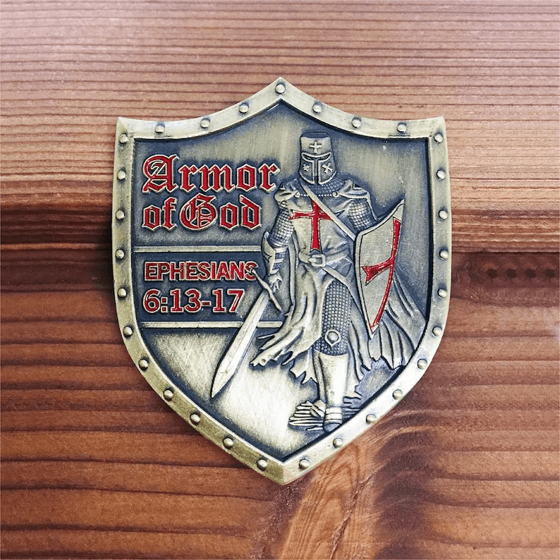 Christianartworkshop Classic Style Armor of God Shield Challenge Coin with Ephesians 6:13–17