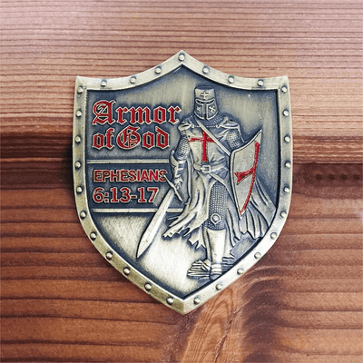 Christianartworkshop Classic Style Armor of God Shield Challenge Coin with Ephesians 6:13–17