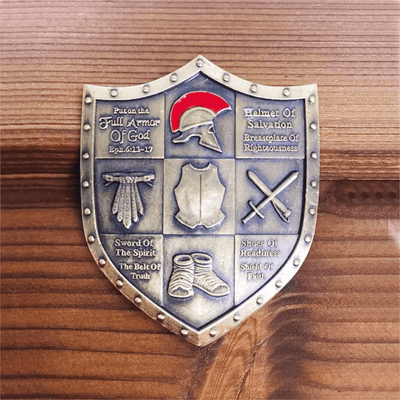 Christianartworkshop Classic Style Armor of God Shield Challenge Coin with Ephesians 6:13–17