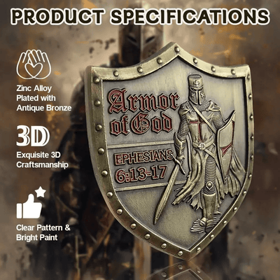 Christianartworkshop Classic Style Armor of God Shield Challenge Coin with Ephesians 6:13–17