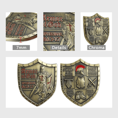 Christianartworkshop Classic Style Armor of God Shield Challenge Coin with Ephesians 6:13–17