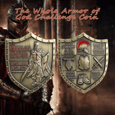 Christianartworkshop Classic Style Armor of God Shield Challenge Coin with Ephesians 6:13–17