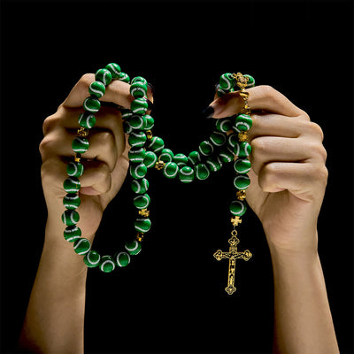 Christianartworkshop Blessed Miniature Baseball Beads Rosary with Golden Holy Chalice & Crucifix: Merge Faith and Sport