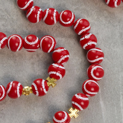 Christianartworkshop Blessed Miniature Baseball Beads Rosary with Golden Holy Chalice & Crucifix: Merge Faith and Sport