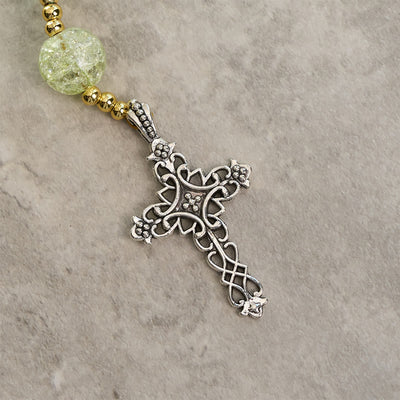 FREE Today: Miraculous Medal & Celtic Cross of 8 mm Round Multicolor Glass Alloy Chain Rosary