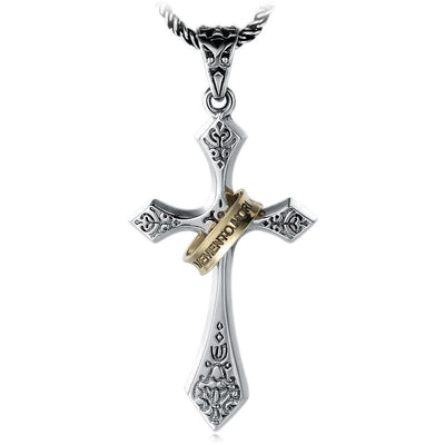Christianartworkshop Classic Sterling Silver Cross Necklace with Rotating Ring: A Profound Symbol of Everlasting Faith