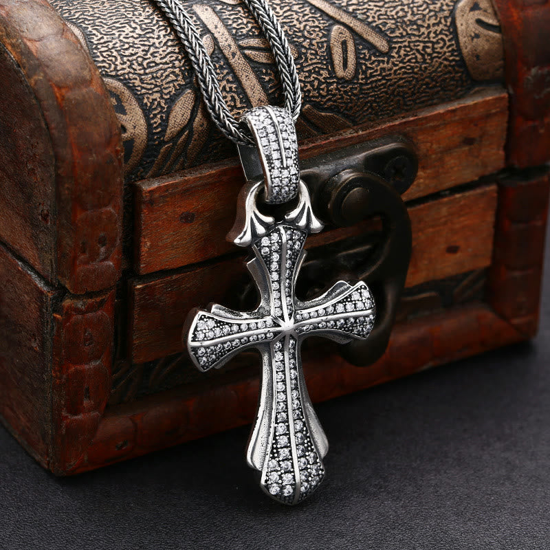 Christianartworkshop Classic Sterling Silver Cross Necklace with Dazzling Stones: A Profound Symbol of Faith