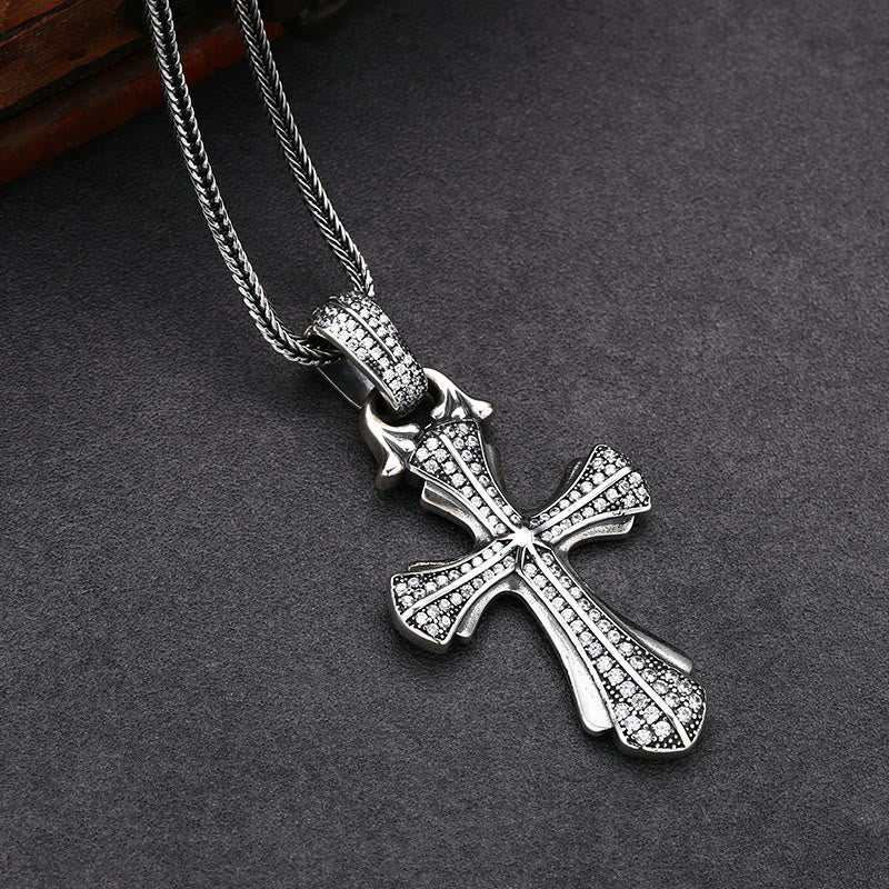 Christianartworkshop Classic Sterling Silver Cross Necklace with Dazzling Stones: A Profound Symbol of Faith