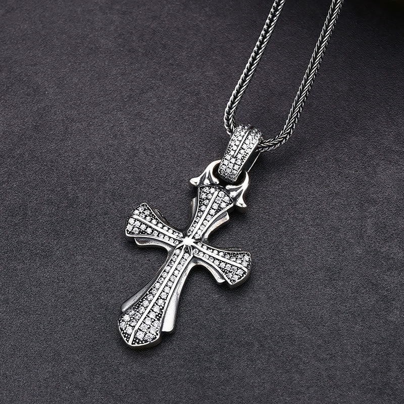 Christianartworkshop Classic Sterling Silver Cross Necklace with Dazzling Stones: A Profound Symbol of Faith