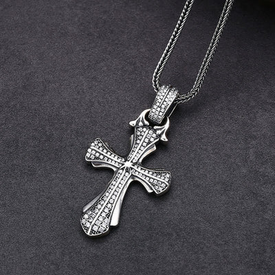 Christianartworkshop Classic Sterling Silver Cross Necklace with Dazzling Stones: A Profound Symbol of Faith