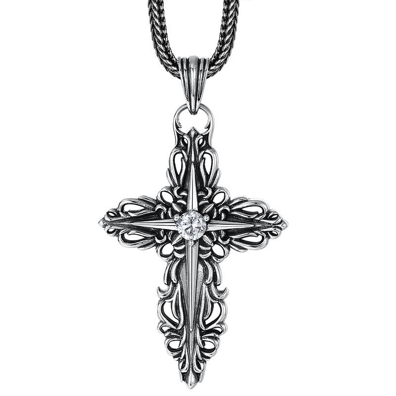 Christianartworkshop Classic Sterling Silver Filigree Cross Necklace with Zircon: A Profound Symbol of Faith