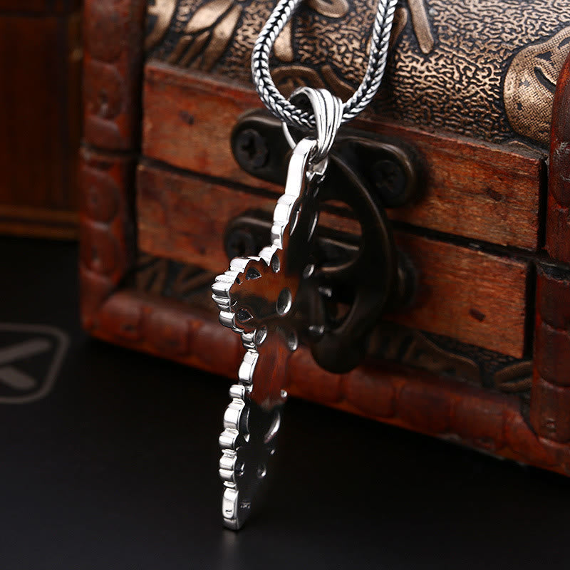 Christianartworkshop Classic Sterling Silver Filigree Cross Necklace with Zircon: A Profound Symbol of Faith