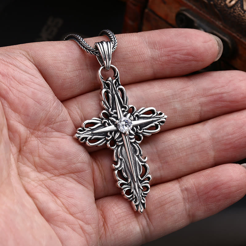 Christianartworkshop Classic Sterling Silver Filigree Cross Necklace with Zircon: A Profound Symbol of Faith