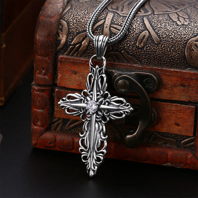 Christianartworkshop Classic Sterling Silver Filigree Cross Necklace with Zircon: A Profound Symbol of Faith