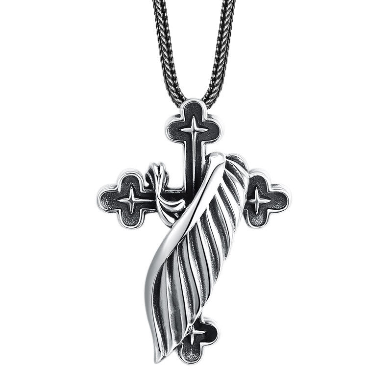 Christianartworkshop Retro - Styled Sterling Silver Wing Cross Pendant: A Nostalgic Sign of Faith