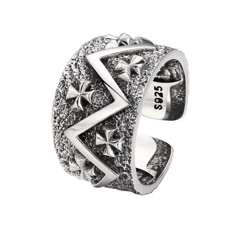 Christianartworkshop Classic 925 Silver Cross - Patterned Ring: A Profound Symbol of Faith