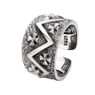 Christianartworkshop Classic 925 Silver Cross - Patterned Ring: A Profound Symbol of Faith