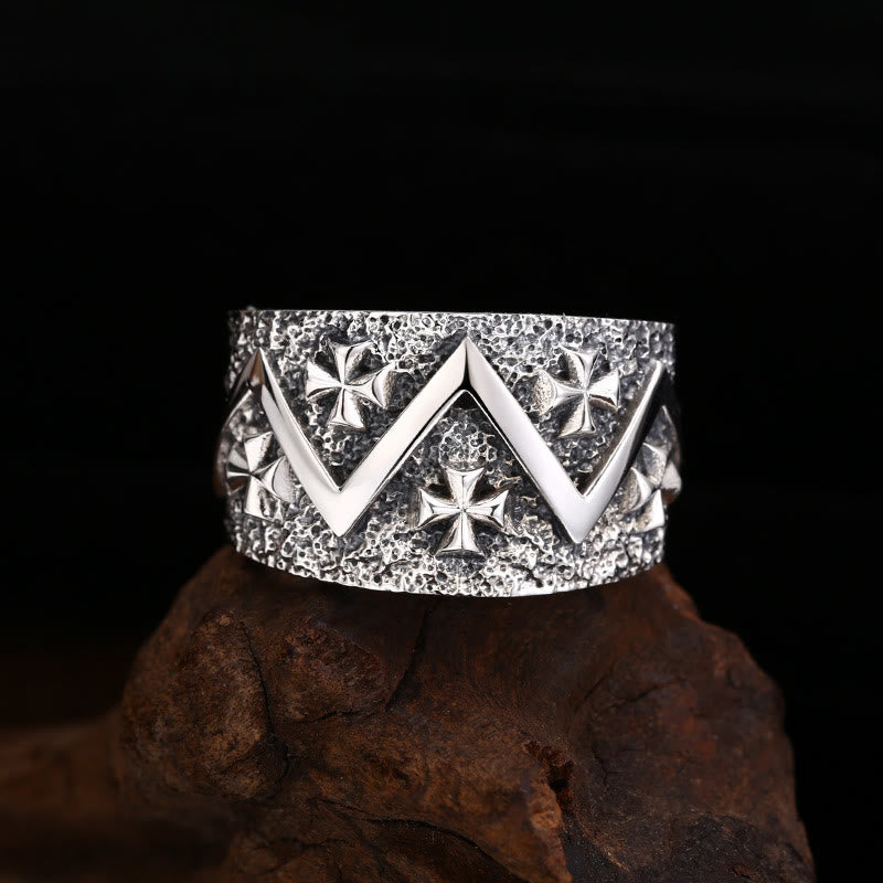 Christianartworkshop Classic 925 Silver Cross - Patterned Ring: A Profound Symbol of Faith