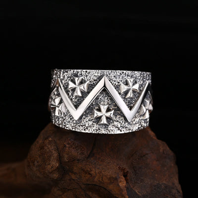 Christianartworkshop Classic 925 Silver Cross - Patterned Ring: A Profound Symbol of Faith