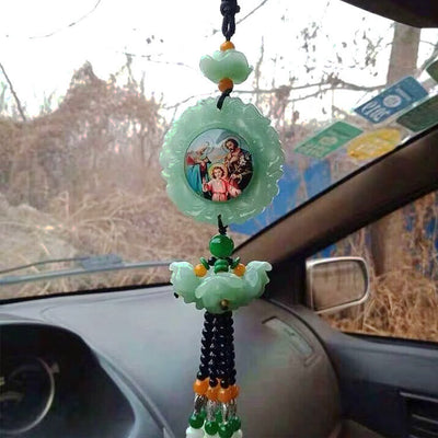 Christianartworkshop Tri-Color Resin Car Pendant Jesus Figure with Tassels Car Hanging Ornaments