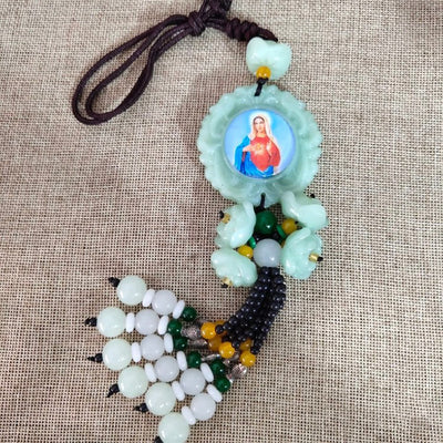 Christianartworkshop Tri-Color Resin Car Pendant Jesus Figure with Tassels Car Hanging Ornaments