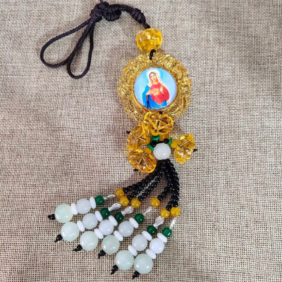 Christianartworkshop Tri-Color Resin Car Pendant Jesus Figure with Tassels Car Hanging Ornaments