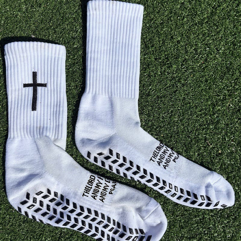 Christianartworkshop Biblical Quote Grip Soccer Unisex Socks: Walk Daily in Divine Guidance