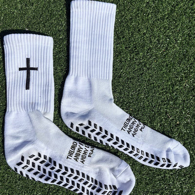 Christianartworkshop Biblical Quote Grip Soccer Unisex Socks: Walk Daily in Divine Guidance