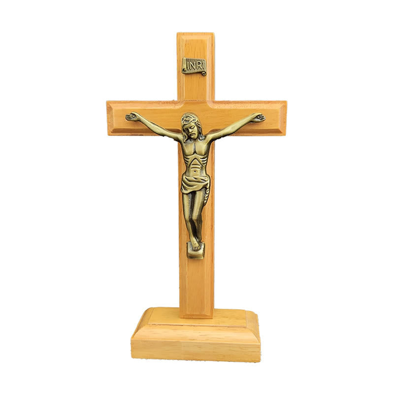 Christianartworkshop Wooden Crucifix Desktop Ornament: A Timeless Emblem of Devotion