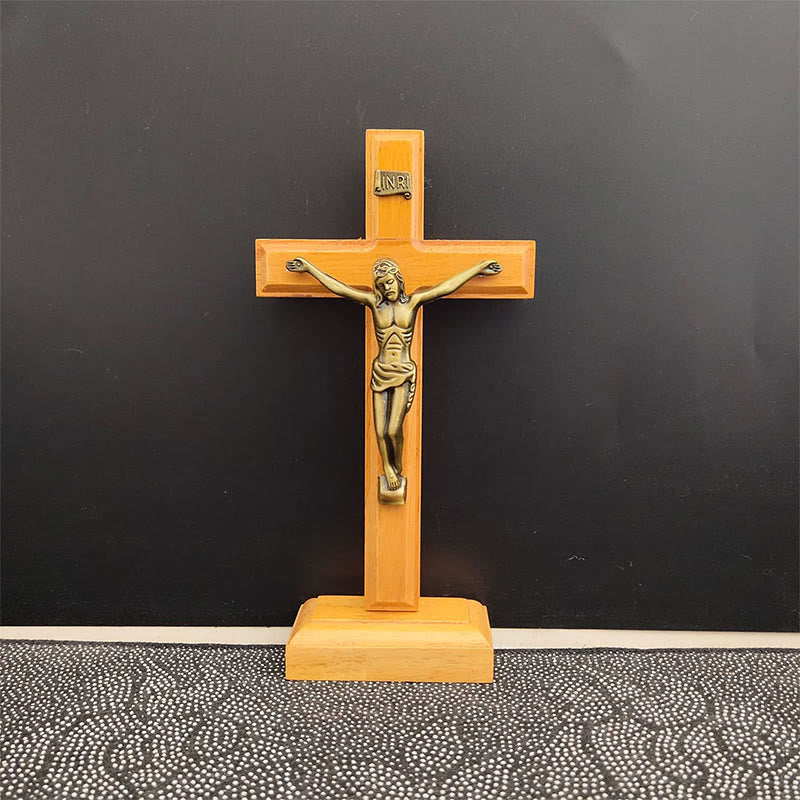 Christianartworkshop Wooden Crucifix Desktop Ornament: A Timeless Emblem of Devotion