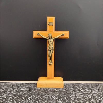 Christianartworkshop Wooden Crucifix Desktop Ornament: A Timeless Emblem of Devotion