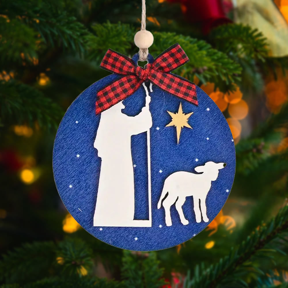 Christianartworkshop Classic Style Holy Night Shepherds Lamb Star Christmas Nativity Hanging Ornaments