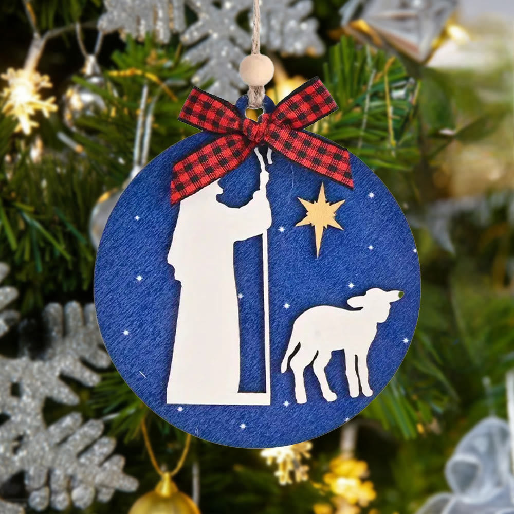 Christianartworkshop Classic Style Holy Night Shepherds Lamb Star Christmas Nativity Hanging Ornaments