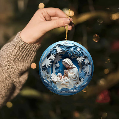 Christianartworkshop Sculptural Style Nativity Christmas Hanging Ornaments B