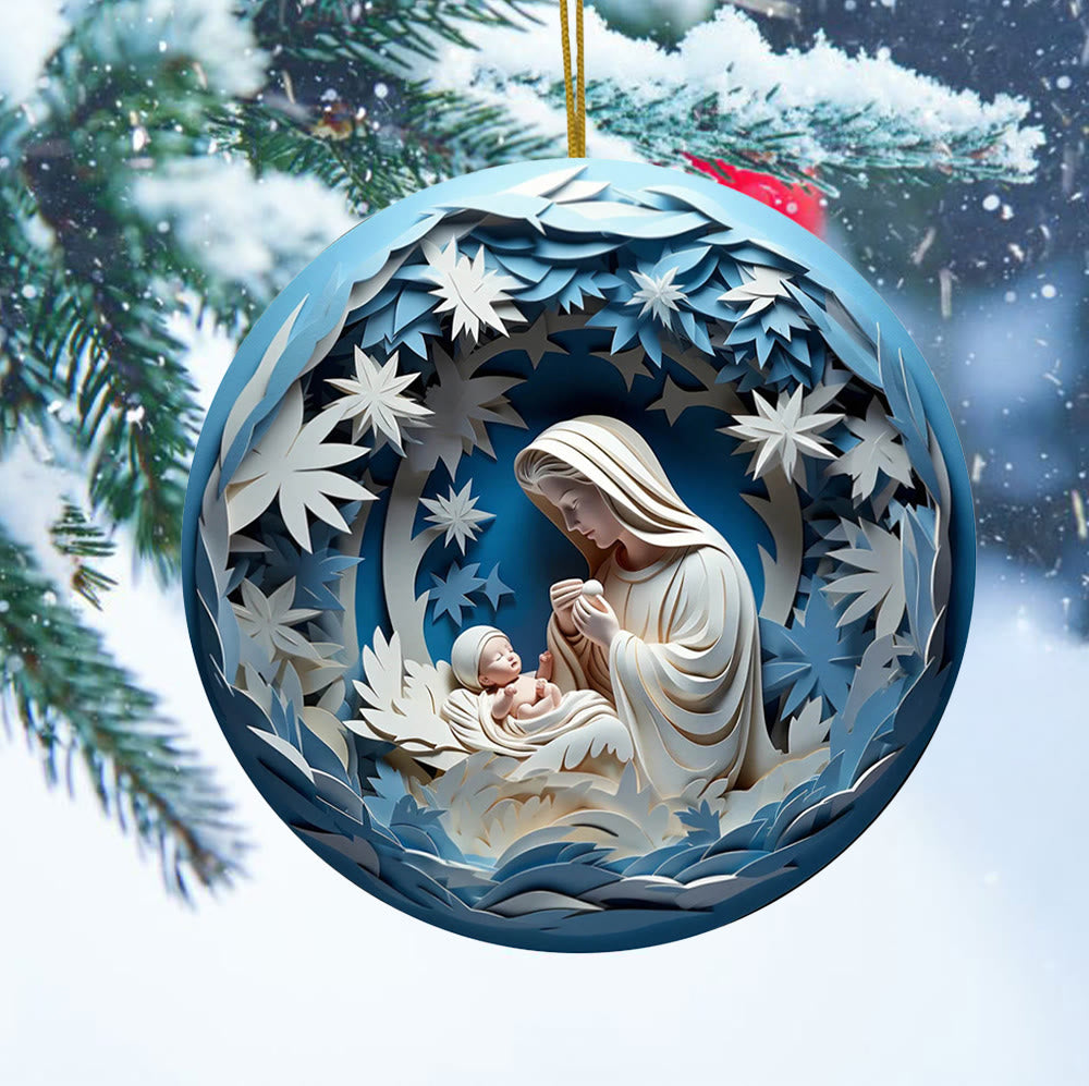 Christianartworkshop Sculptural Style Nativity Christmas Hanging Ornaments B
