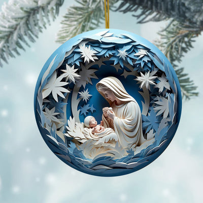 Christianartworkshop Sculptural Style Nativity Christmas Hanging Ornaments B