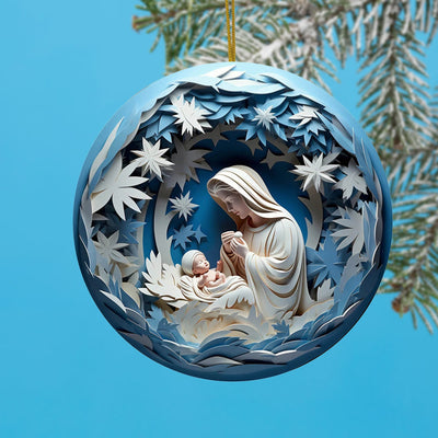 Christianartworkshop Sculptural Style Nativity Christmas Hanging Ornaments B