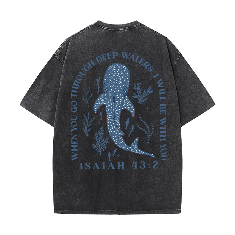 Christianartworkshop I Will Be With You Double Sided Washed Christian T-shirt