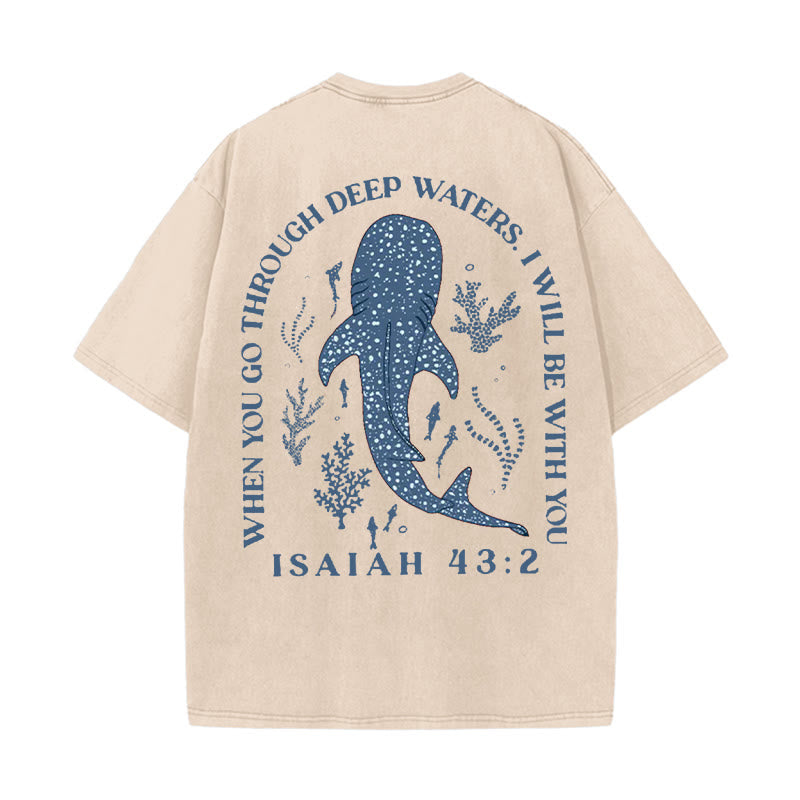 Christianartworkshop I Will Be With You Double Sided Washed Christian T-shirt
