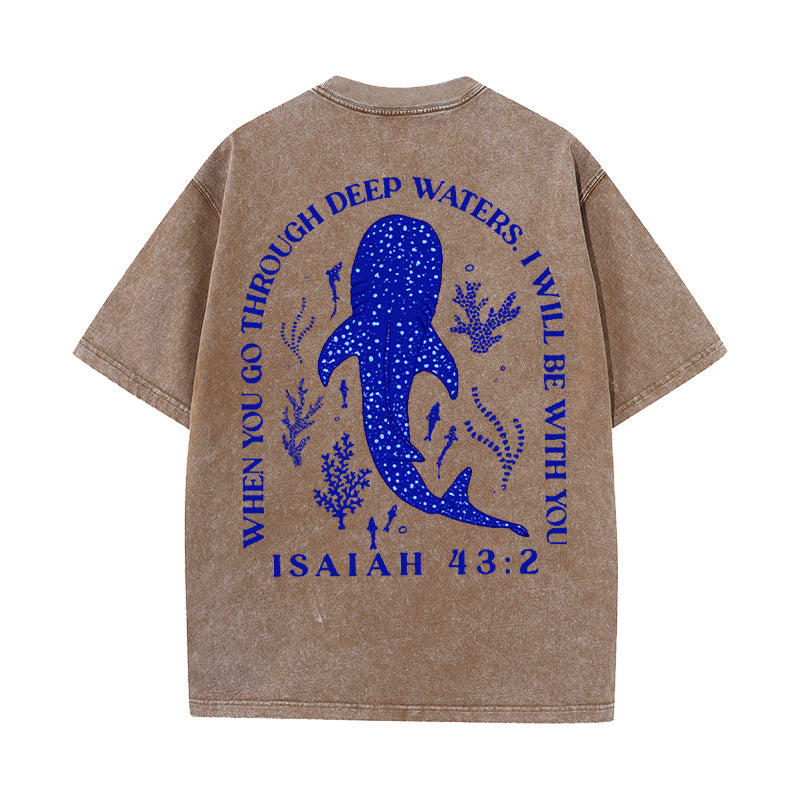 Christianartworkshop I Will Be With You Double Sided Washed Christian T-shirt