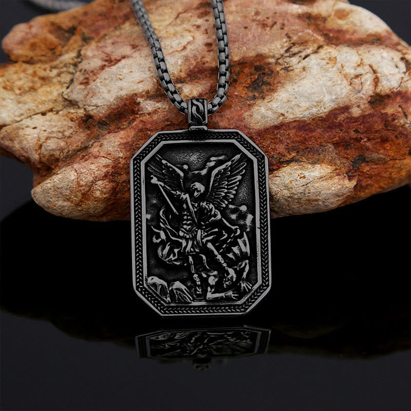 Christianartworkshop Classic Style St. Michael the Archangel Protection Stainless Steel Pendant Necklace
