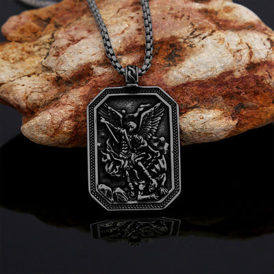 Christianartworkshop Classic Style St. Michael the Archangel Protection Stainless Steel Pendant Necklace