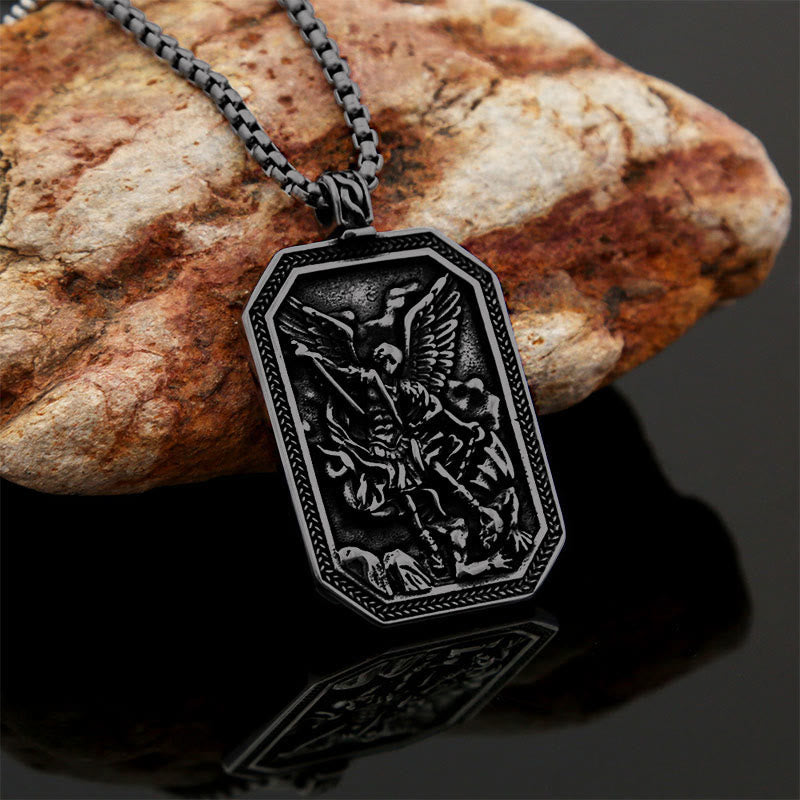 Christianartworkshop Classic Style St. Michael the Archangel Protection Stainless Steel Pendant Necklace