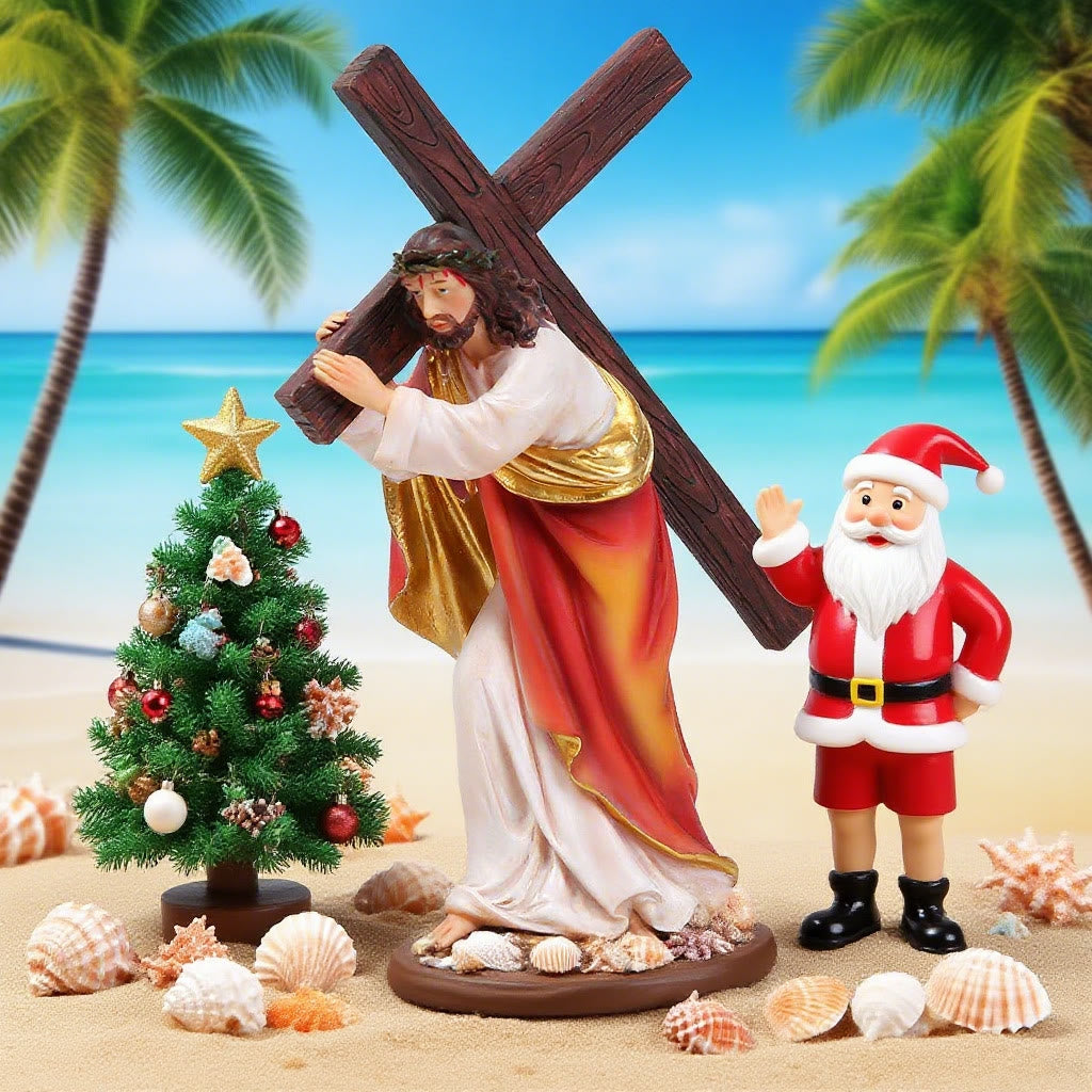Christianartworkshop Christmas Jesus Carrying Cross Desktop Ornament with Thorn Crown