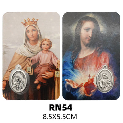 Christianartworkshop Premium Cardstock Double - Sided Saint Cards with Crucifix & Medal