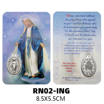 Christianartworkshop Premium Cardstock Double - Sided Saint Cards with Crucifix & Medal