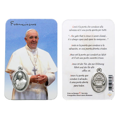 Christianartworkshop Premium Cardstock Double - Sided Saint Cards with Crucifix & Medal