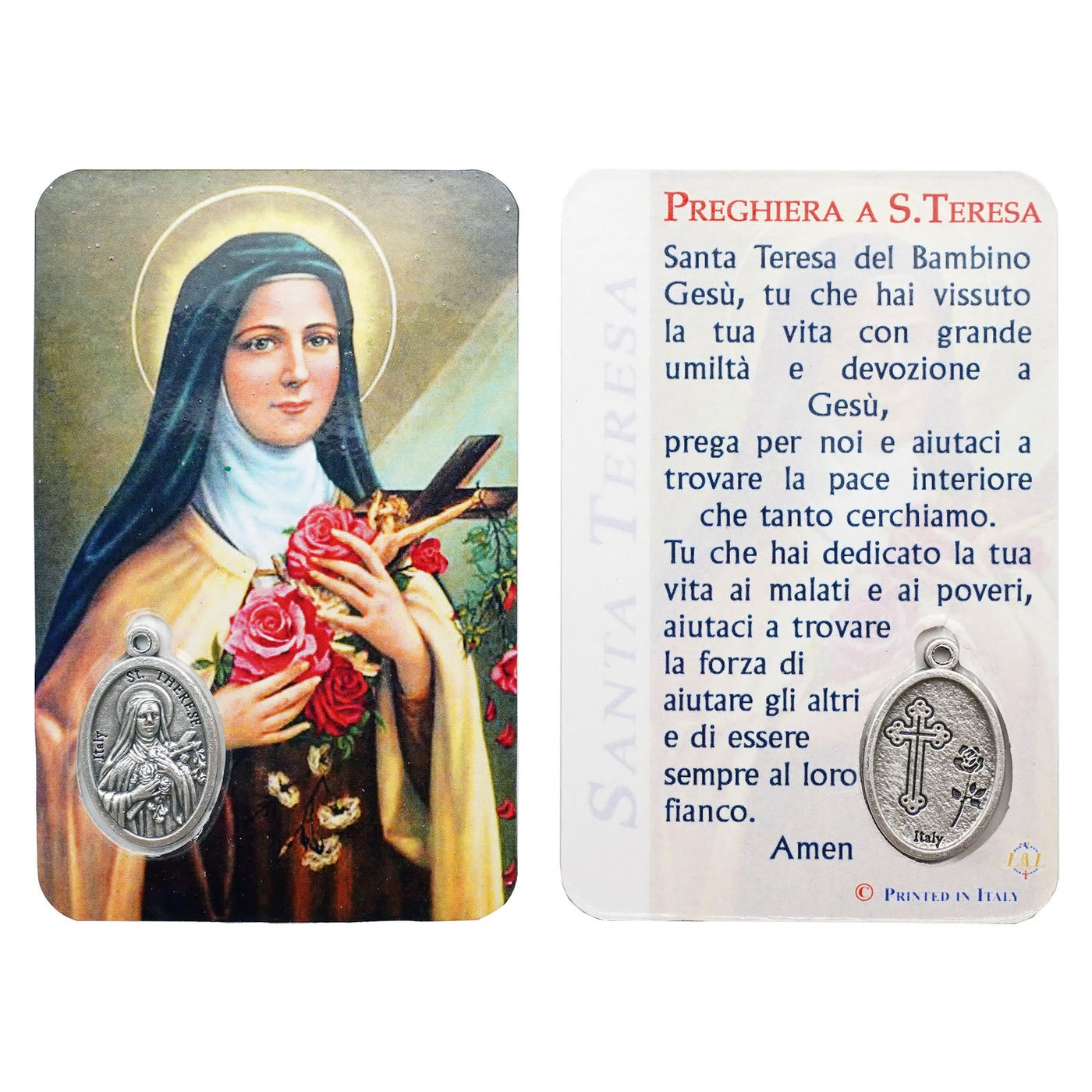 Christianartworkshop Premium Cardstock Double - Sided Saint Cards with Crucifix & Medal