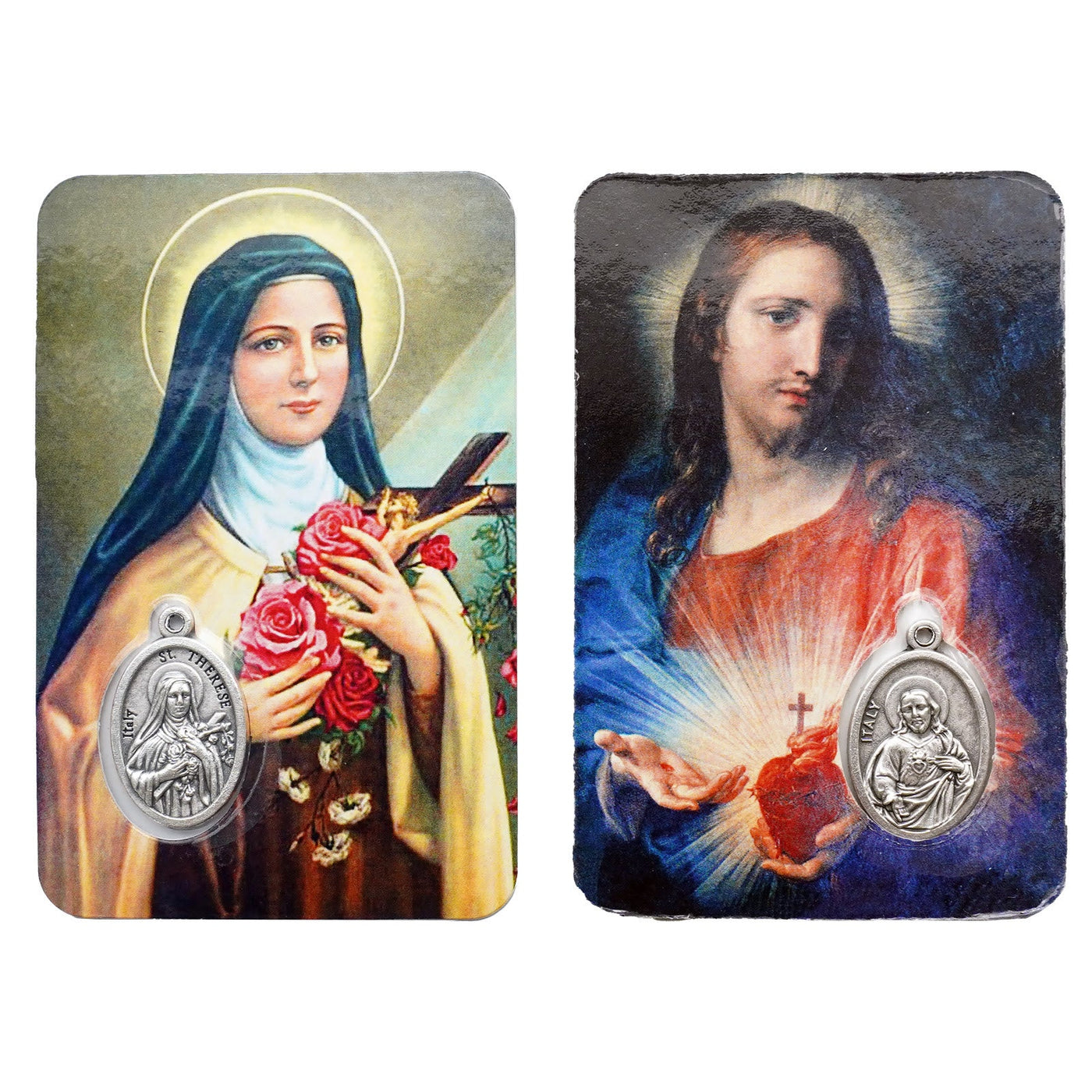 Christianartworkshop Premium Cardstock Double - Sided Saint Cards with Crucifix & Medal